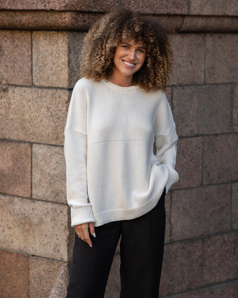 Women's Knit Cotton Sweater Sonata White