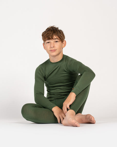 Ensemble pour enfants en laine mérinos 160, haut à manches longues et legging
