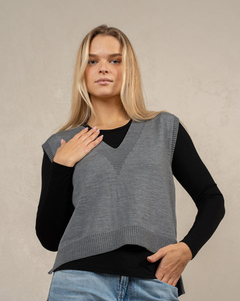 Women's Merino Wool Vest Isla Dark Gray