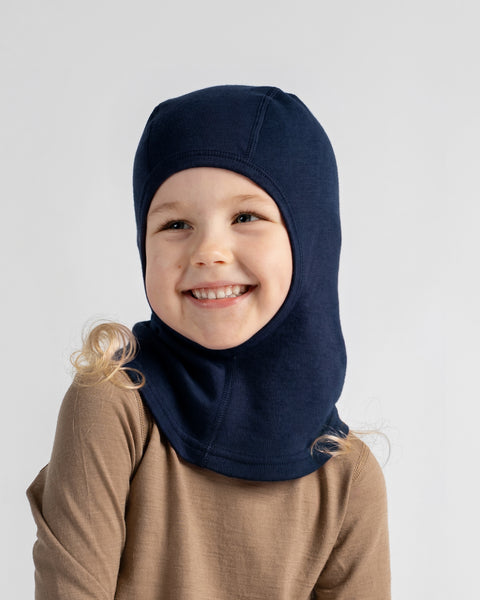 Cagoule enfant 250 en laine mérinos, visage ouvert