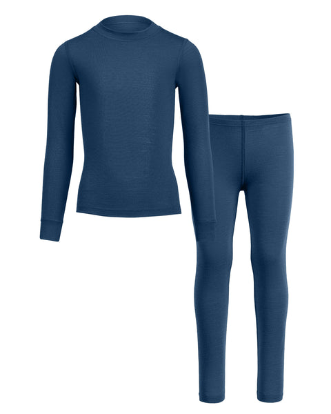 Kids' 160 Long Sleeve & Bottom 2-Piece Denim, front view.