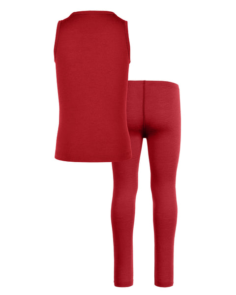 Kids' Merino Tank Top & Bottom 2-Piece Royal Cherry