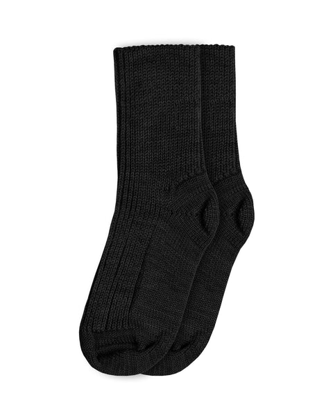 The menique kid's merino rib thick socks in dark gray color.