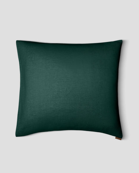 Linen Throw Pillow Cover Dark green