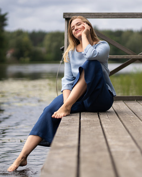 Blouse en lin Nora Bleu Nuageux