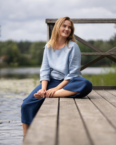 Blouse en lin Nora Bleu Nuageux