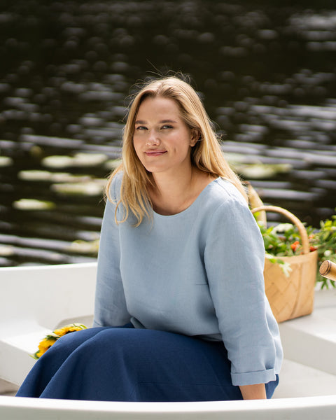 Blouse en lin Nora Bleu Nuageux
