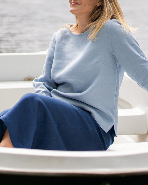 Blouse en lin Nora Bleu Nuageux