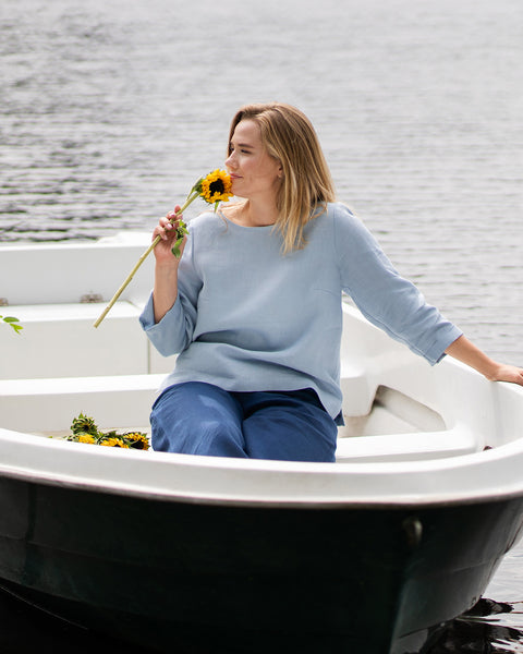 Blouse en lin Nora Bleu Nuageux