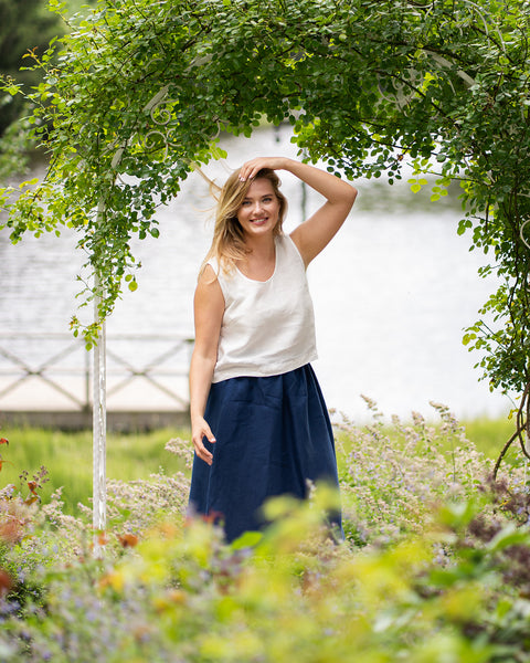 Jupe midi Sophia Bleu Tempête