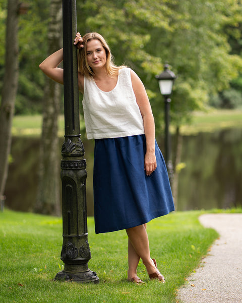 Jupe midi Sophia Bleu Tempête