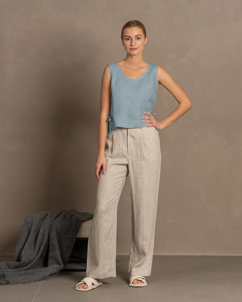 Crop Top with Side Ribbons Audrey Cloudy Blue