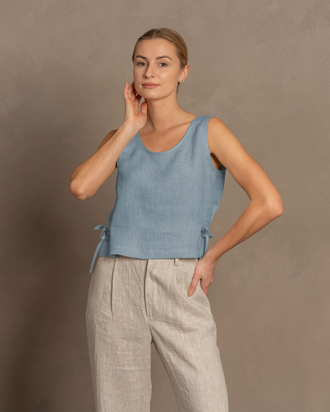 Crop Top with Side Ribbons Audrey Cloudy Blue