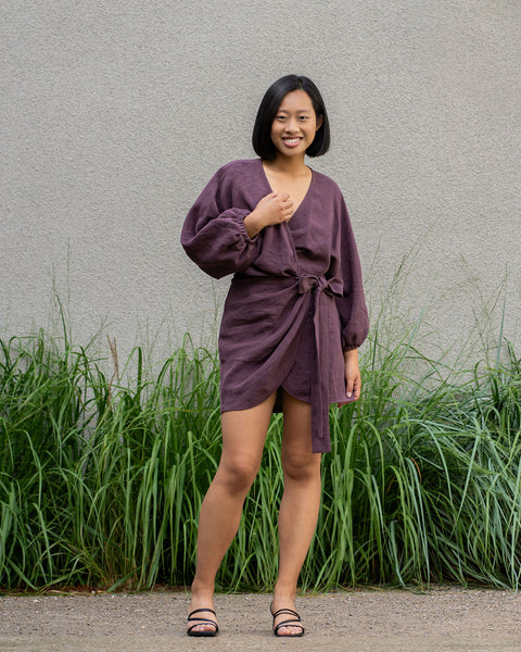 Linen Wrap Tulip Hem Dress Daisy