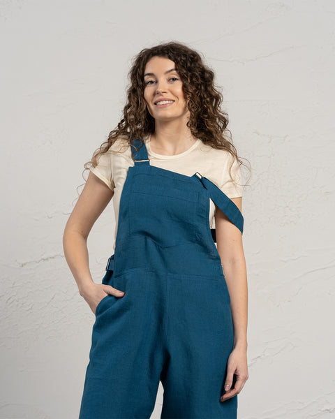 Linen Romper Nino in Cobalt Blue Color