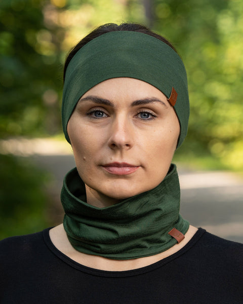 Women's Headband and Gaiter Set Dark Green