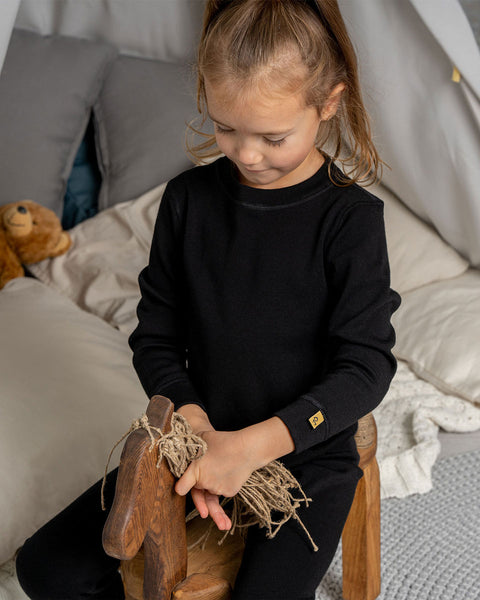 Kids' Long Sleeve Set 250 Merino Black