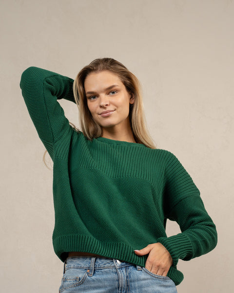 Women's Knit Cotton Sweater Sonata Green