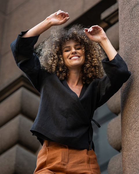 Haut portefeuille en lin Thea