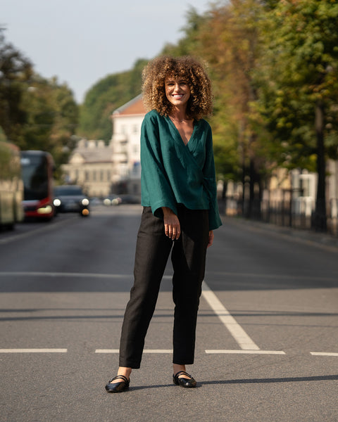 Pantalon en lin Dakota Noir Pur