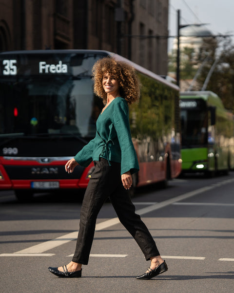 Pantalon en lin Dakota Noir Pur