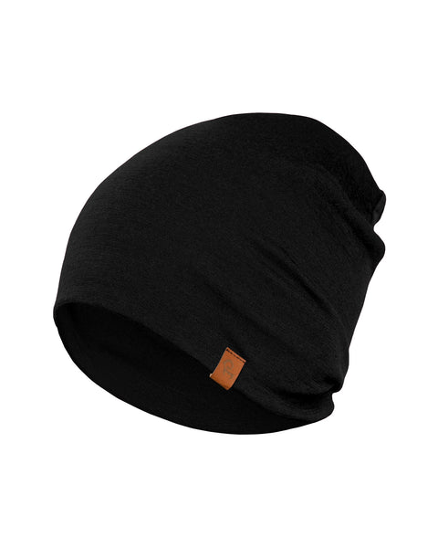 The Menique Men's Merino Beanie in Black color.