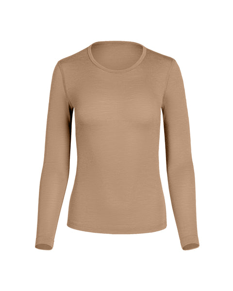 Beige long-sleeve shirt on a white background