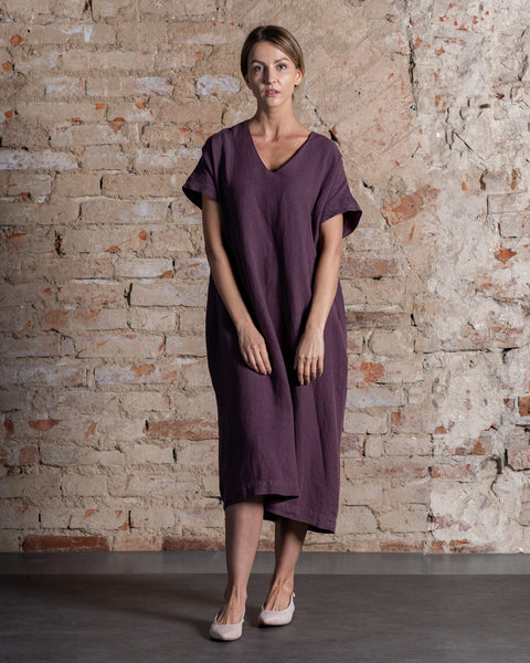 Linen Loose Dress Joelle Shadow Purple