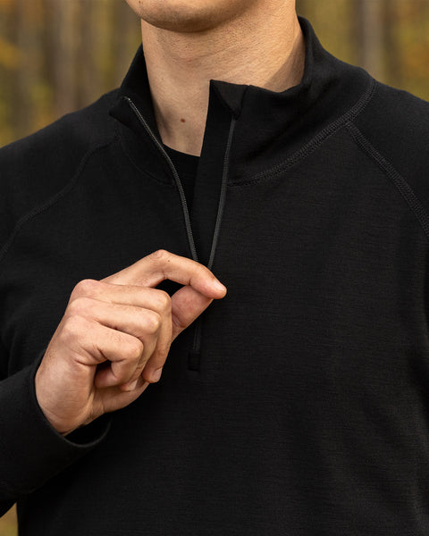 Men's Merino 250 Set of Zip Neck Top & Jogger Sweatpants Black