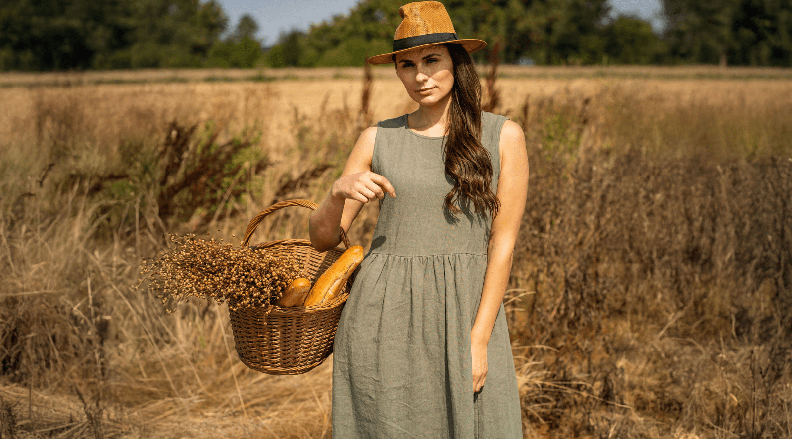 Sustainable organic Linen smock dresses for women.