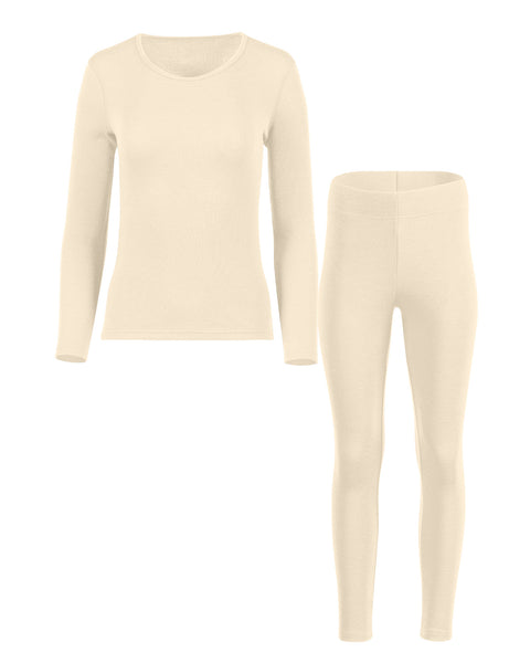 Women&#39;s 250 Long Sleeve &amp; Leggings 2-Piece Natural Front