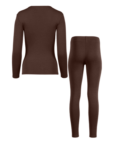 Ensemble 2 pièces marron pour femme : haut manches longues 250 et leggings