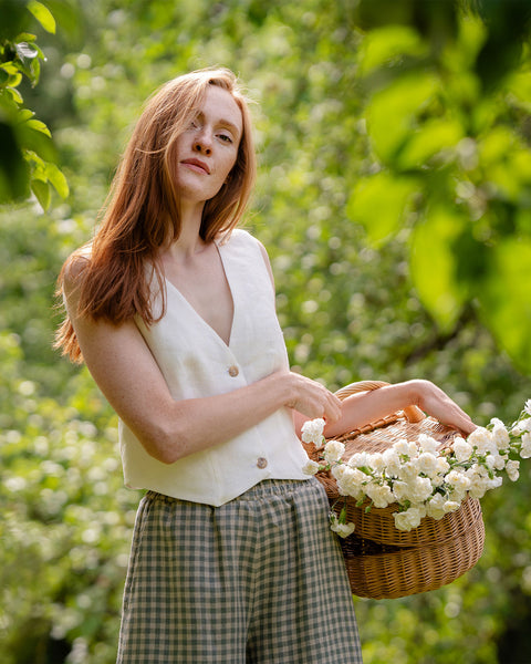 Gilet classique en lin Ava