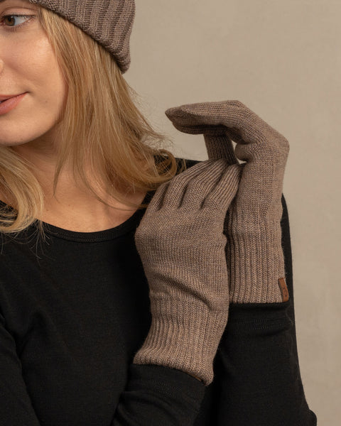 Women’s brown merino wool gloves, knitted warm winter accessory