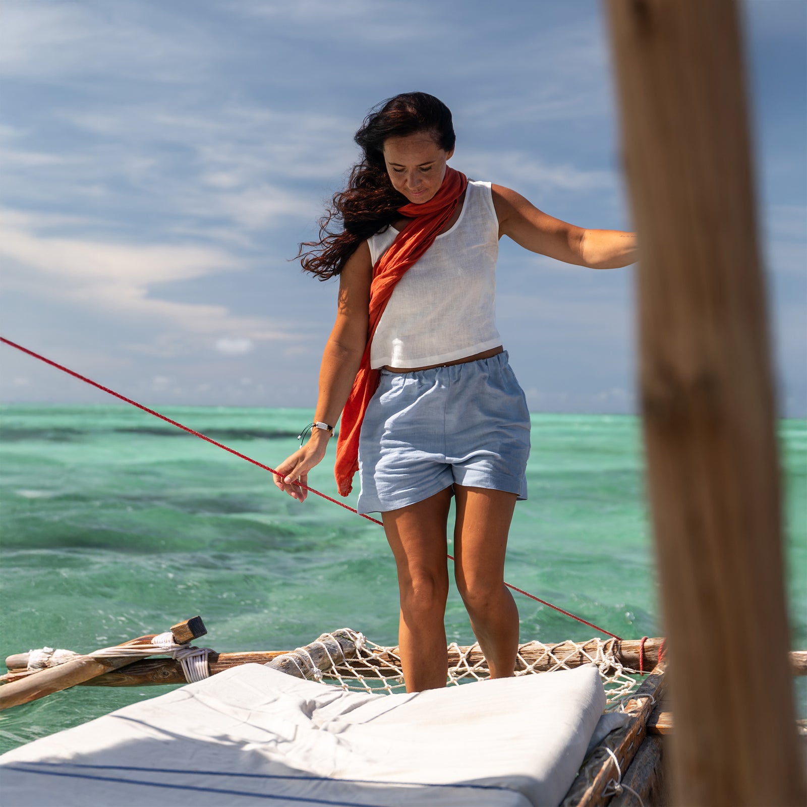 Linen Crop Top Ana Pure White