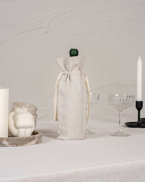 Sac cadeau vin en lin 100 % Holiday