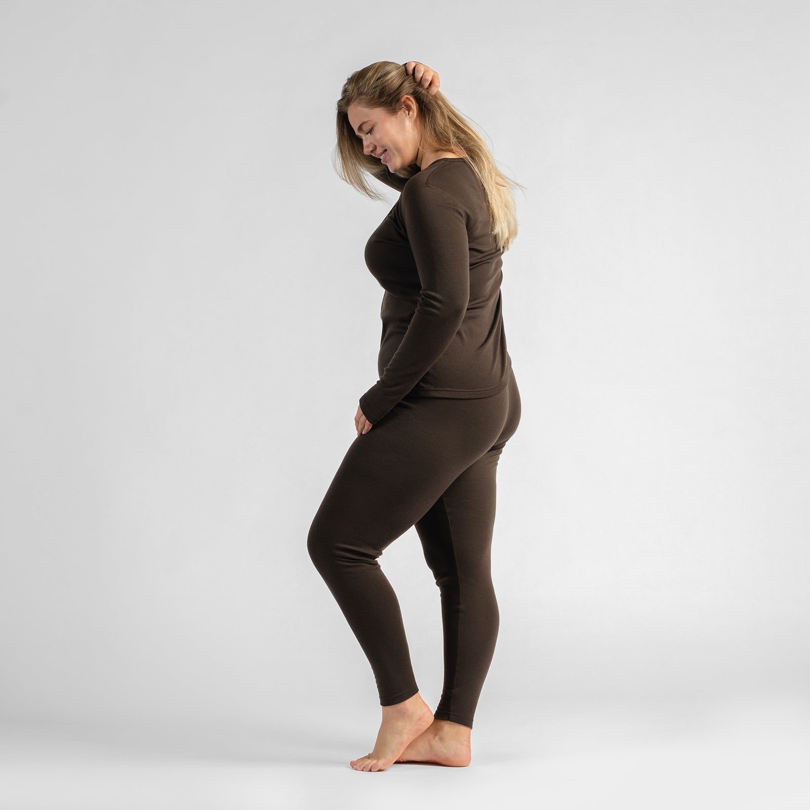 Haut thermique à manches longues 250 pour femme Marron chocolat