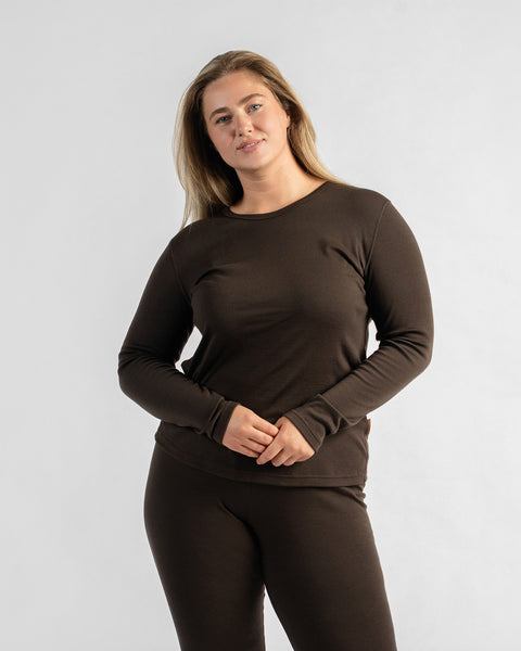 Haut thermique à manches longues 250 pour femme Marron chocolat
