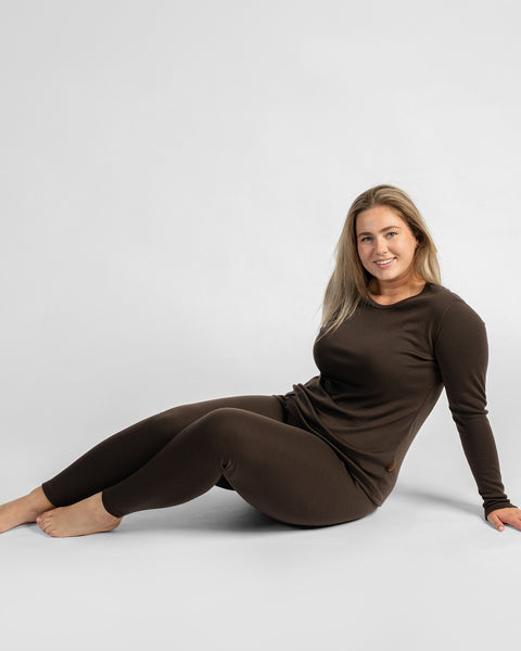 Haut thermique à manches longues 250 pour femme Marron chocolat