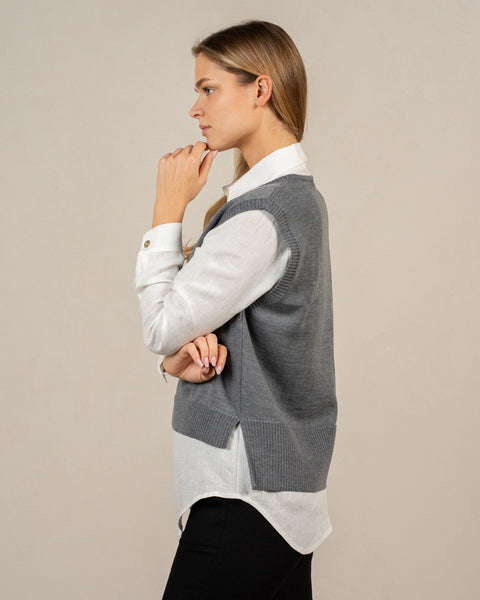 Women&#39;s Merino Wool Vest Isla Dark Gray