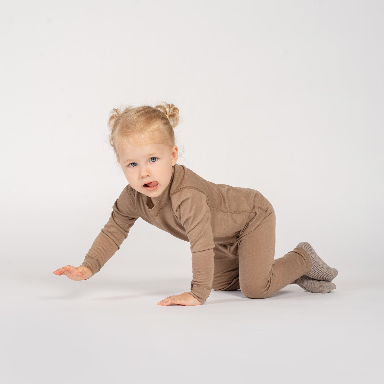 T-shirt léger à manches longues 160 pour enfants Beige