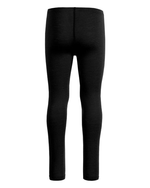 menique 160gsm merino black pants for kids, back view.