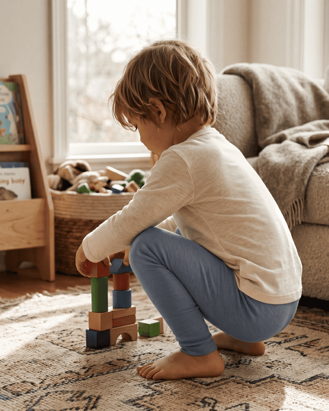 Pantalon 160 Mérinos pour enfants Bleu Dusty