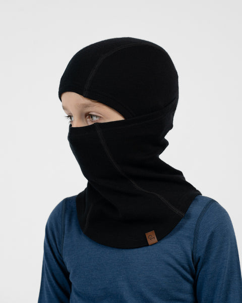 Cagoule cache-visage multi-positions pour enfants, 100 % mérinos