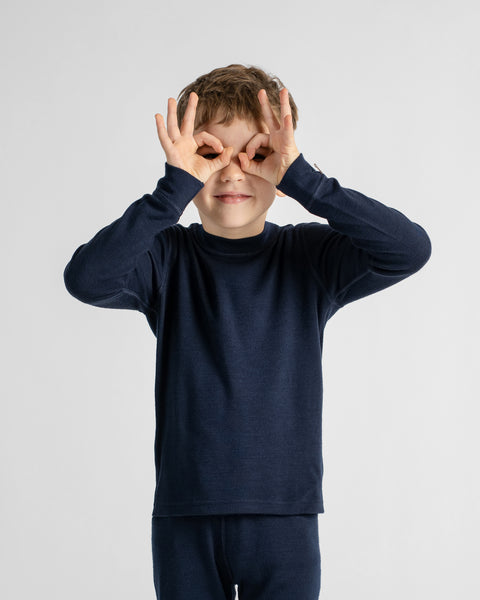 Sous-vêtement thermique à manches longues 250 pour enfants Bleu Marine