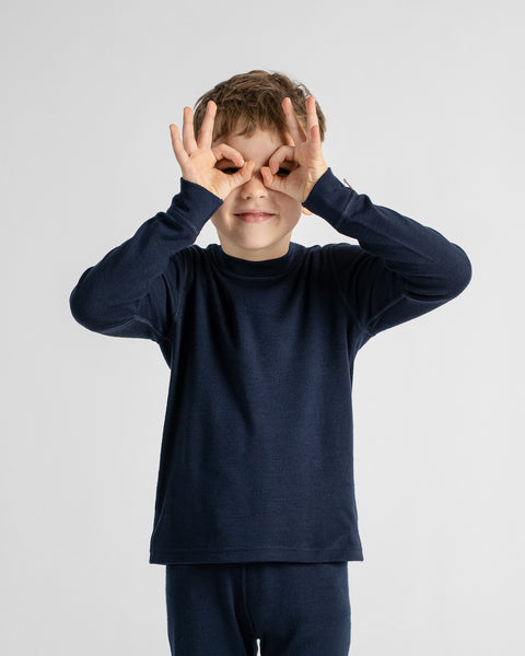 Sous-vêtement thermique à manches longues 250 pour enfants Bleu Marine