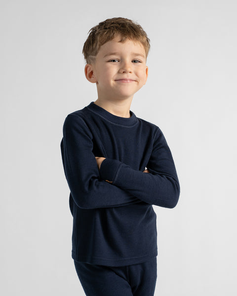 Sous-vêtement thermique à manches longues 250 pour enfants Bleu Marine