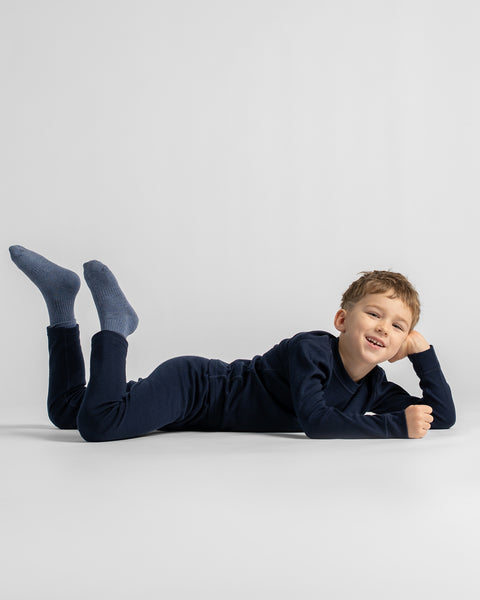 Sous-vêtement thermique à manches longues 250 pour enfants Bleu Marine
