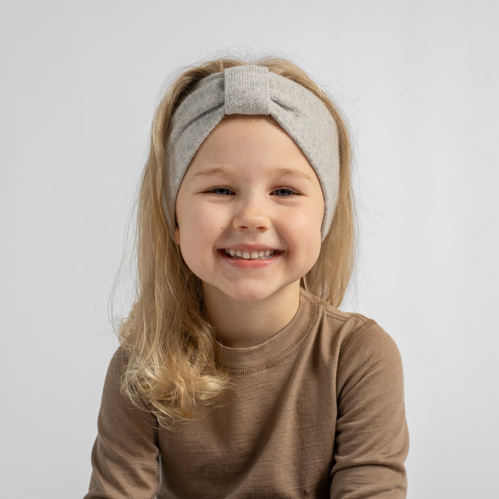 Bandeau tricoté pour enfants avec ruban en mélange cachemire