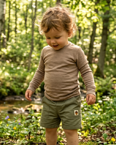 T-shirt léger à manches longues 160 pour enfants Beige